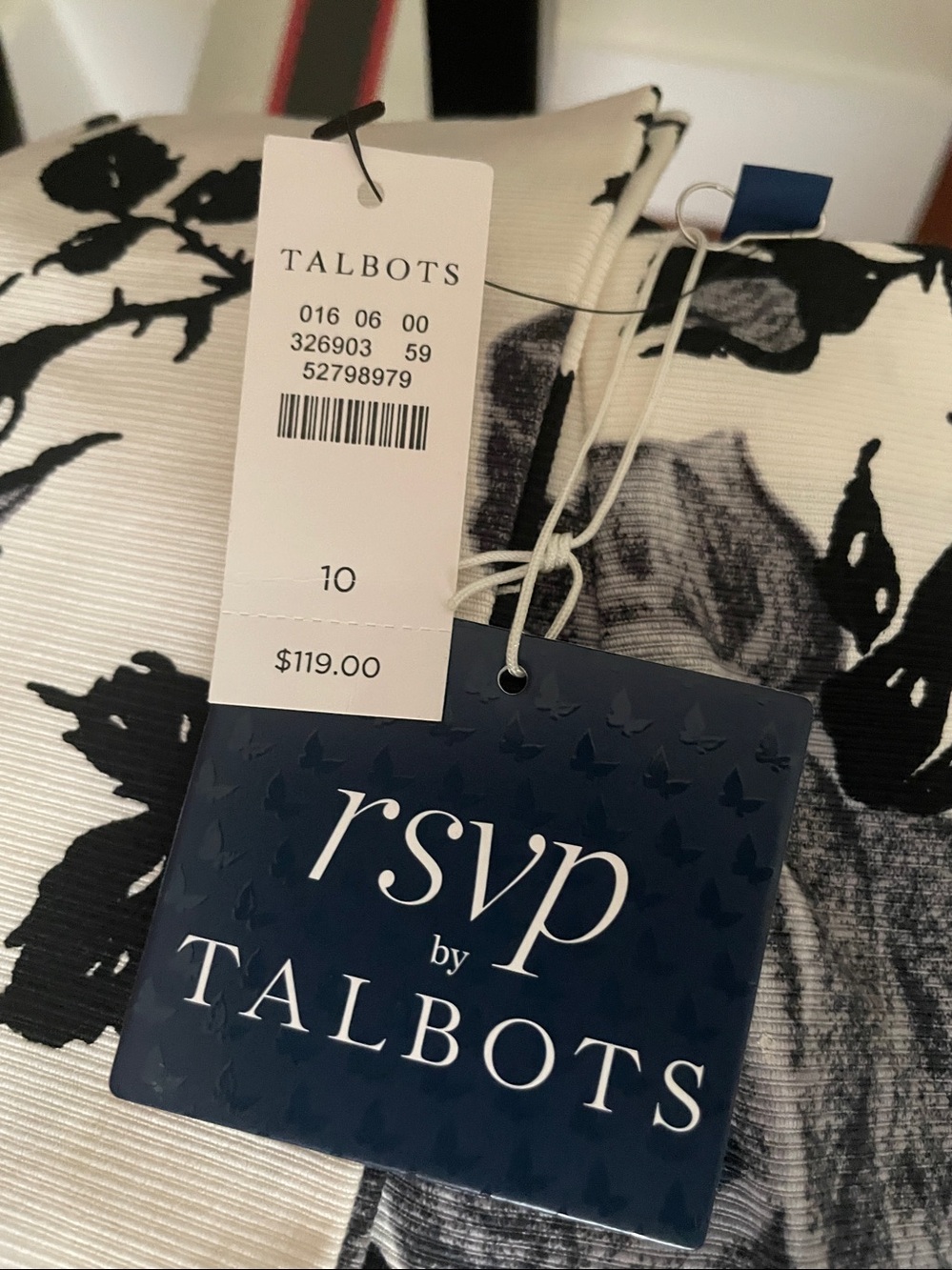 Talbots RSVP occasion ivory with black/grey floral print pants - Picture 5 of 5